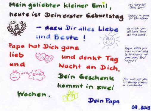 Papas Geburtstagsgrüße an den geliebten Sohn